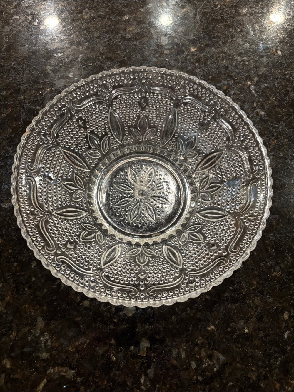 Federal Glass “Heritage” Bowl 1940’s Clear Sandwich Scrolls
